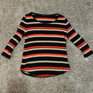 The Limited Black, Red, and Cream Striped Long Sleeve Top